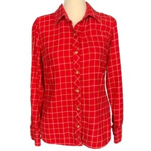 Lucky Brand Red Plaid Casual Button Up Collared Long Sleeve Casual Shirt